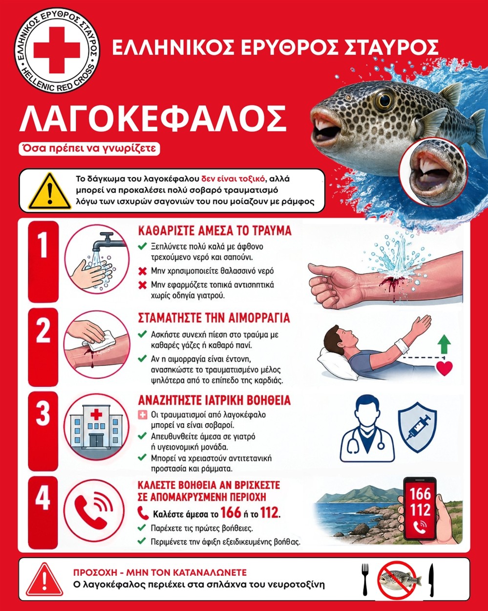 Λαγοκέφαλος - Ελληνικός - Ερυθρός - Σταυρός
