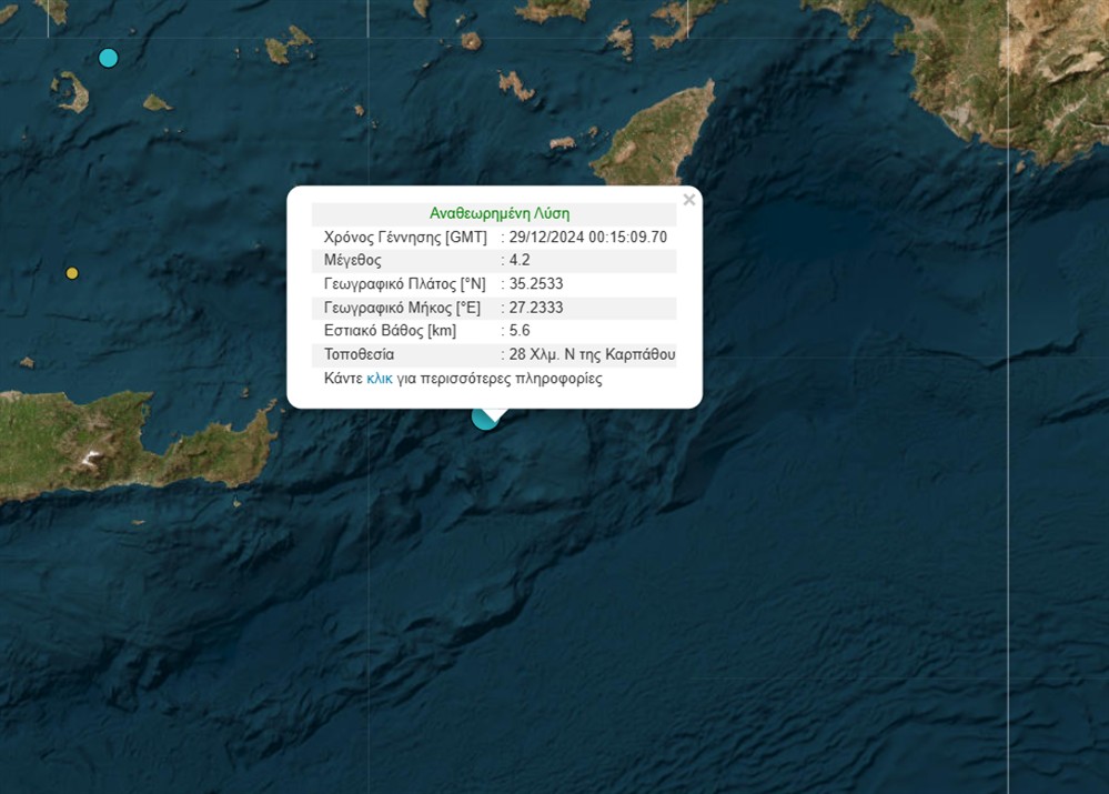 Γεωδυναμικό Ινστιτούτο - Σεισμός - Κάρπαθος Γεωδυναμικό Ινστιτούτο - Σεισμός - Κάρπαθος