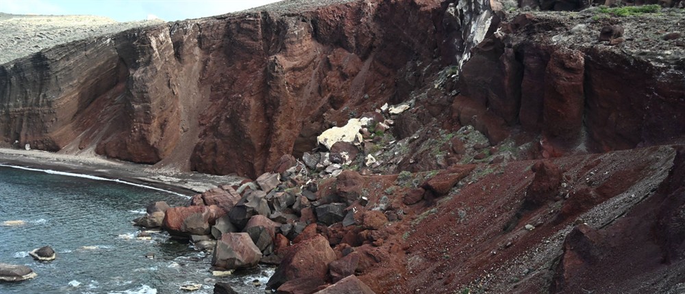 Σαντορίνη - κατολίσθηση - Κόκκινη Παραλία Σαντορίνη - κατολίσθηση - Κόκκινη Παραλία